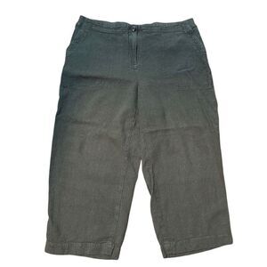 J Jill M Petite linen rayon crop olive or moss green pants cropped